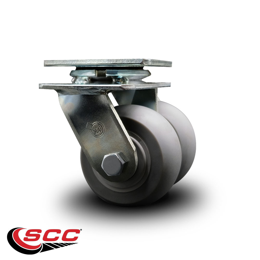 4 Inch Dual Thermoplastic Rubber Wheels Swivel Caster with Roller Bearing SCC