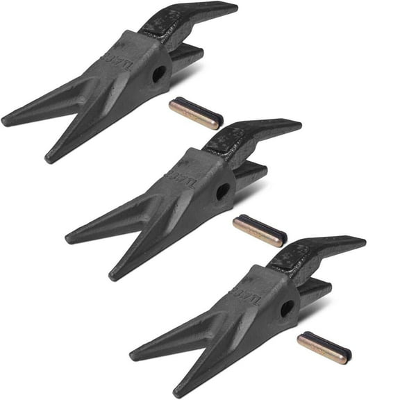 Titan Attachments Set of (3) 23WTL Twin Tiger Tooth Bucket Assembly w/ Shank & T23 Flex Pin
