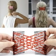 thumbnail image 4 of 3 Pieces Elastic Magic Hair Comb Clips Stretchy Double Comb Hair Forks for Women Girls Vintage Hairstyle Multipurpose Hair Accessories (Bead Style-Blue Brown Black), 4 of 4