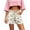 Blue, variant on Womens Polka Dot Print Denim Shorts Braided Drawstring Dual Large Patch Pockets Frayed Raw Hem Button Zipper Fly High Waist Casual Summer Bottoms