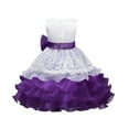 thumbnail image 4 of Penkiiy Toddler Girls Solid Color Net Yarn Hollow Out Lace Sequins Bowknot Birthday Party Flowers Gown Kids Dresses Dresses for Toddler Girls 7-8 Years Purple On Clearance, 4 of 9
