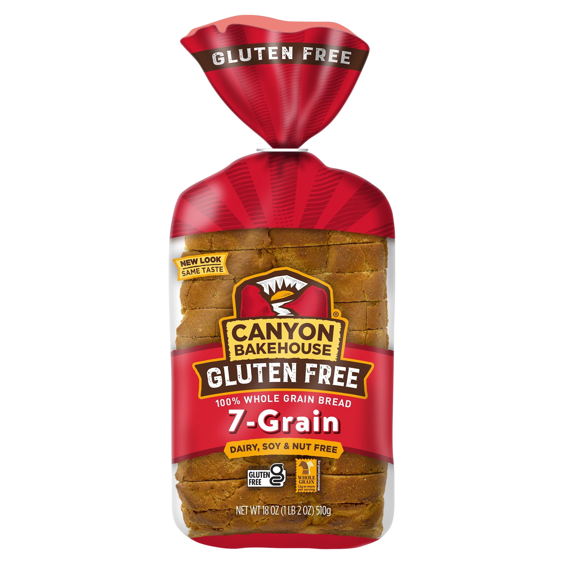 Canyon Bakehouse 7-Grain Sandwich Bread, Gluten Free Bread, 100% Whole Grain, Frozen, 18 oz Loaf