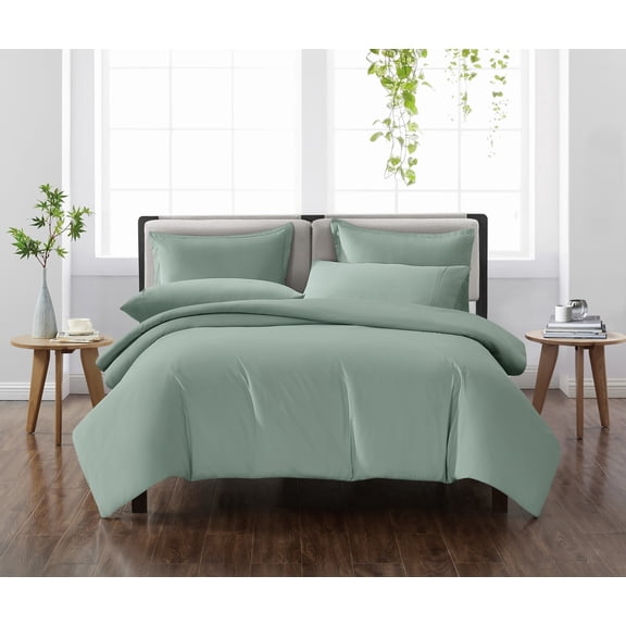 Cannon Heritage Solid 3-Piece King Duvet Set in Sage Green, Polyester , Adult, All Season, OEKO-TEX Certified