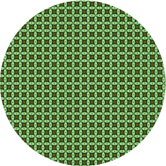 Ahgly Company Indoor Round Patterned Stoplight Go Green Area Rugs, 7' Round