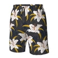 thumbnail image 4 of Cauagu Lilies Flowers Print Men's Swim Trunks,Hawaiian Bathing Suit Swimsuits Beach Shorts with Pockets for Men Quick Dry Swimming Board Shorts-Medium, 4 of 6