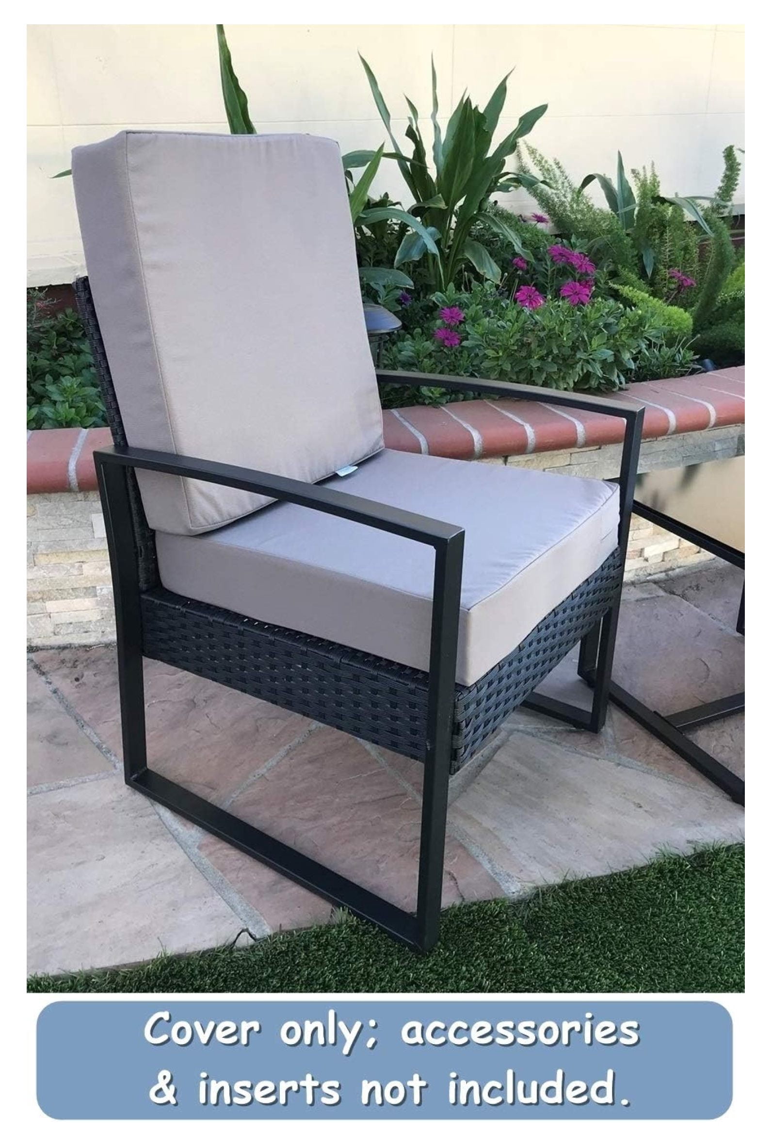 LXKJ Indoor Outdoor Water High UV Resistant Patio Chair Cushion Cover (Timeless Taupe, 22"x22"x4" (4 Covers))