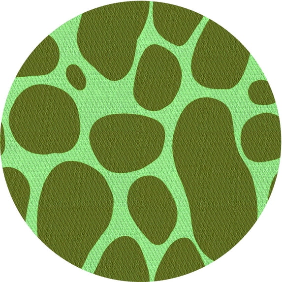 Ahgly Company Indoor Round Patterned Nebula Green Area Rugs, 5' Round