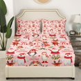 YST Xmas Decor Bedding Set For Girls Kids, Santa Claus Fitted Sheet
