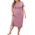 thumbnail image 2 of Agnes Orinda Nuisettes pour Femmes Grande Taille Fête des Mères Col Rond Manches Courtes Robe de Nuit Imprimé Chats Pyjamas Détente Maison avec Poche 1X Violet, 2 of 6