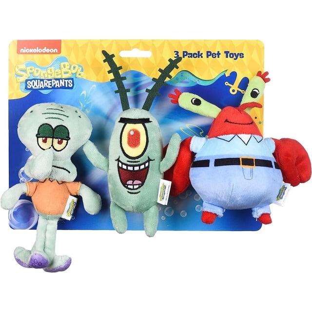 3 Peluches Bob Esponja Diferentes Personajes Oficial Nickelodeon Plancton, Calamardo y Don Cangrejo
