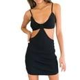 thumbnail image 3 of SAYOO Vestido de tirantes de color liso para mujer, falda adelgazante con cintura hueca y cuello bajo SAYOO  Sexy, 3 of 6