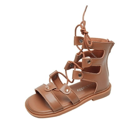 

ASEIDFNSA Girls Sandals Slides Youth Girls Kids Girls Sandals Zipper Design Casual Adjustable Rope Straps Light Weight Summer Little Child/Big Kid