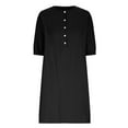 thumbnail image 5 of Dyegold Sundresses for Women Casual Beach - Plus Size Summer Cotton Linen Dresses Womens Button Down V Neck Short Sleeve Short Mini Sun Dress ​Loose ​Beach ​Dress, 5 of 8