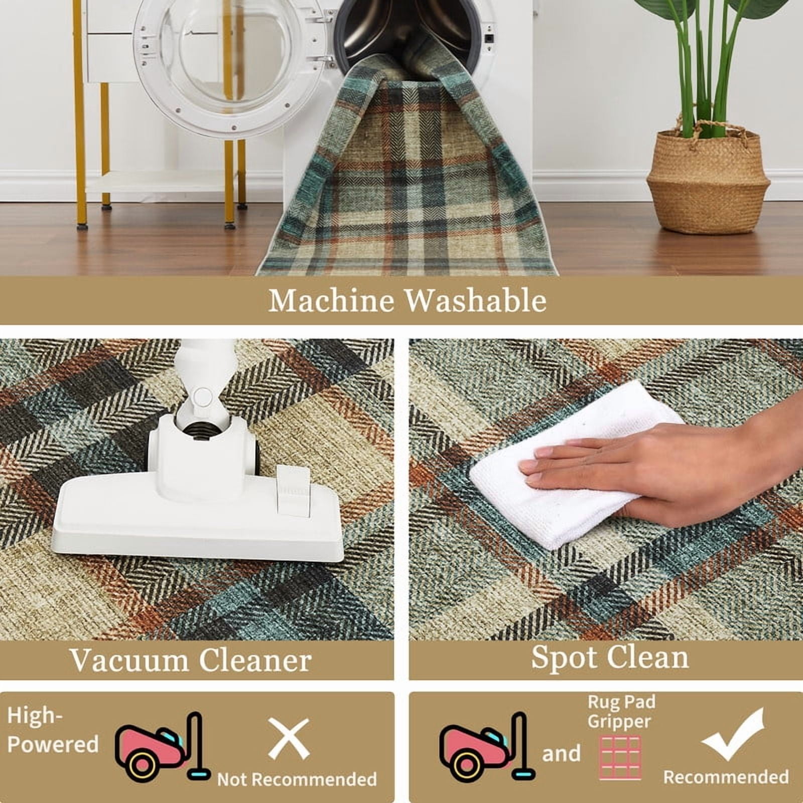 8'x10' Modern Washable Area Rugs for Living Room Tartan Ultra Soft Rug for Bedroom Farmhouse Non Slip Throw Rugs for Home Office