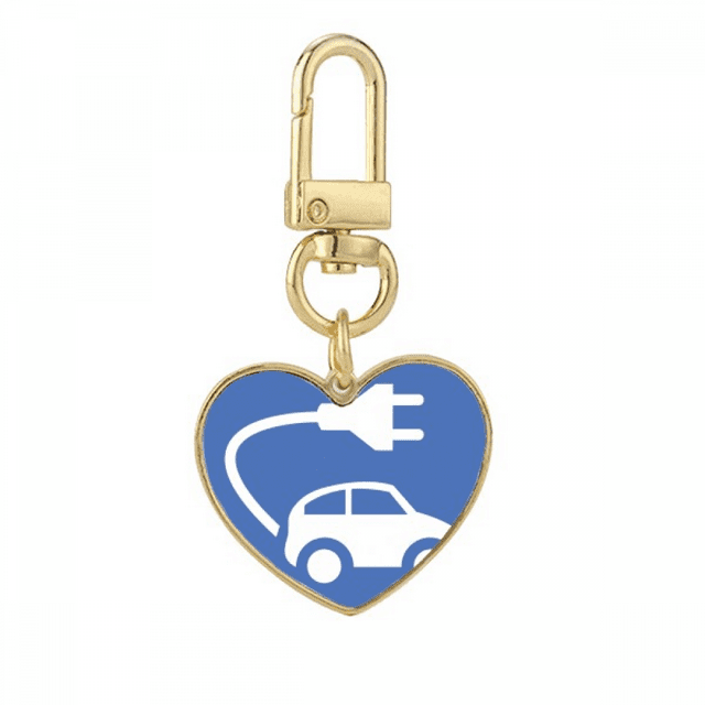 Plug Véhicules d'Énergie Protéger Modèle de l'Environnement Or Coeur Porte-Clés en Métal Porte-Clés