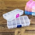 thumbnail image 5 of Magik 2 Pack Plastic Storage Case Box Jewelry Earring DIY Making Tool Containers 10 Grids Removable Dividers (2 Pack, 10 Grid Pink), 5 of 7