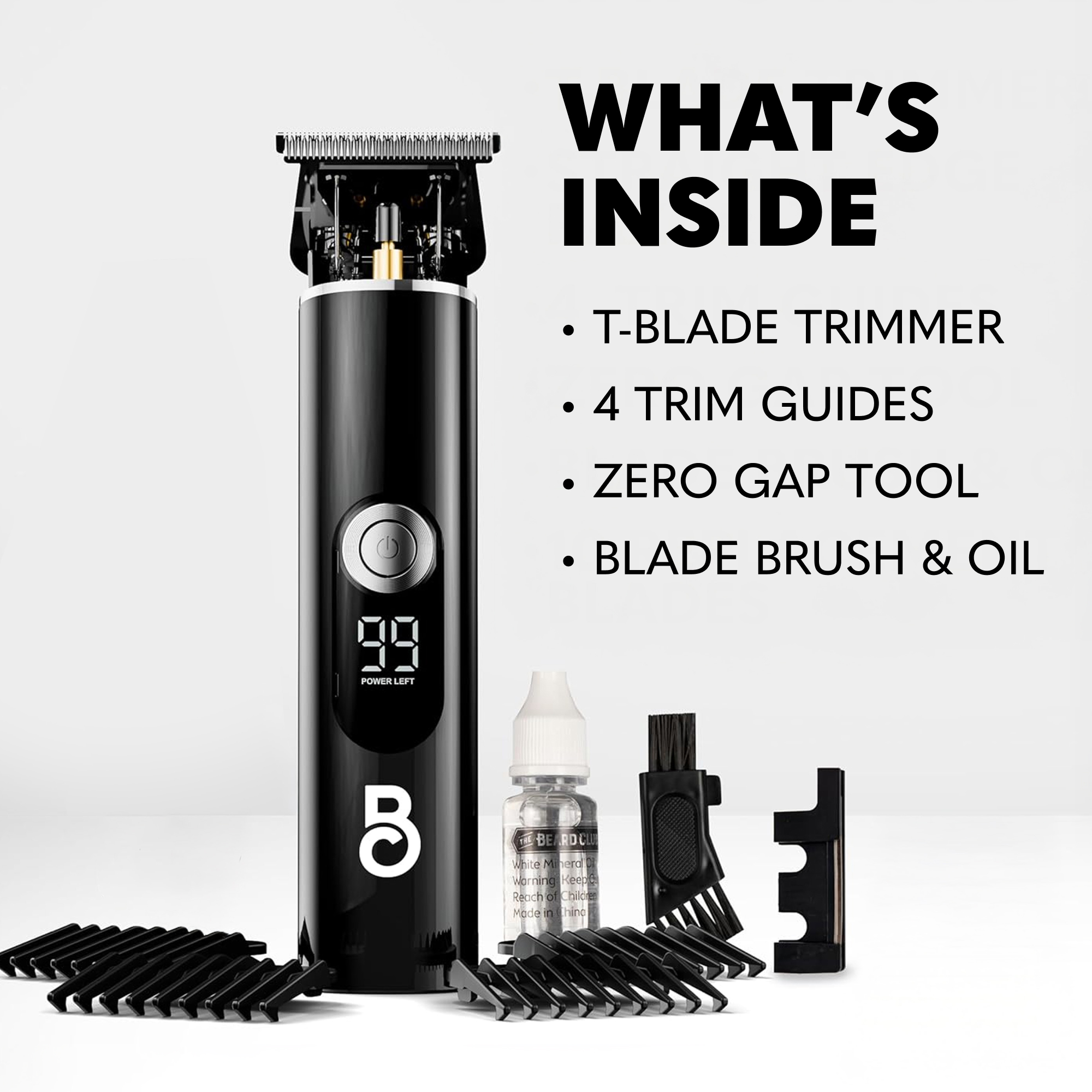 The Beard Club T-Blade Beard Trimmer with 4 Guides photo 4