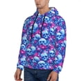 thumbnail image 3 of Wukai blue Skull purple flower Print Men Hoodies Fleece Sweatshirts Long Sleeve Sweaters Pullover Fall Outfits Winter Clothes-Large, 3 of 7