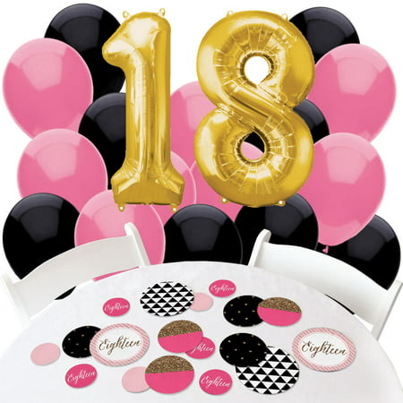 Chic 18th Birthday - Confetti and Balloon Birthday Party Decorations - Combo Kit