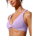 thumbnail image 4 of CRZ YOGA Womens V Neck Bikini Tops Twist Front Triangle Sexy Bathing Suit Criss Cross Back Swimsuit Padded, 4 of 5