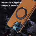 thumbnail image 3 of ELEHOLD Case for iPhone 12 Pro Max,  Magnetic Leather Case with 360°Rotatable Ring Stand [Compatible with MagSafe] Phone Case,Brown, 3 of 6