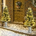 thumbnail image 2 of Costway Ensemble de 2 Pré-Éclairé Arbre d'Entrée de Noël Enneigé 4ft W / 100 Lumières LED, 2 of 10