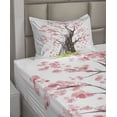 thumbnail image 2 of Ambesonne Tree Fitted & Top Sheet Set with Sham, Blooming Sakura and Mountain, Pink Black Green, 2 of 4