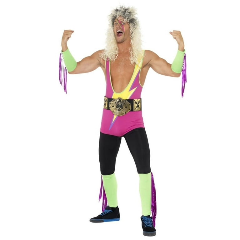 Retro Wrestler Costume Adult Pink Retro Wrestler Costume Adult Pink