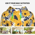 thumbnail image 4 of Daiia Blue Striped Sunflower Pattern Women's Fashion Hoodies & Sweatshirts with Kangaroo Pocket Hooded Sweatshirt with Eye-catching Drawstrings-XX-Large, 4 of 7
