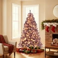thumbnail image 3 of Patiojoy 6 FT Artificial Tinsel Christmas Tree Pre-lit Xmas Tree w/ 250 Warm White LED Lights Deep Purple Branch Tips, 3 of 10