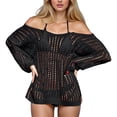 thumbnail image 2 of Beach Coverups for Women 2026 Beach Swim Cover Up Gold Strapless Beach Cover Up Dress with Hollow Out Crochet Detailing for and Holiday Wear, 2 of 5