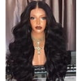 thumbnail image 4 of Peluca ondulada mujeres de rizada peluca sintética mitad separación peluca de reemplazo sintético shamjiam Pelucas sintéticas onduladas largas y rizadas, 4 of 7