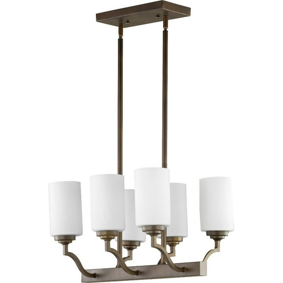 Quorum Lighting Atwood 6-Light Oiled Bronze Glass Pendant