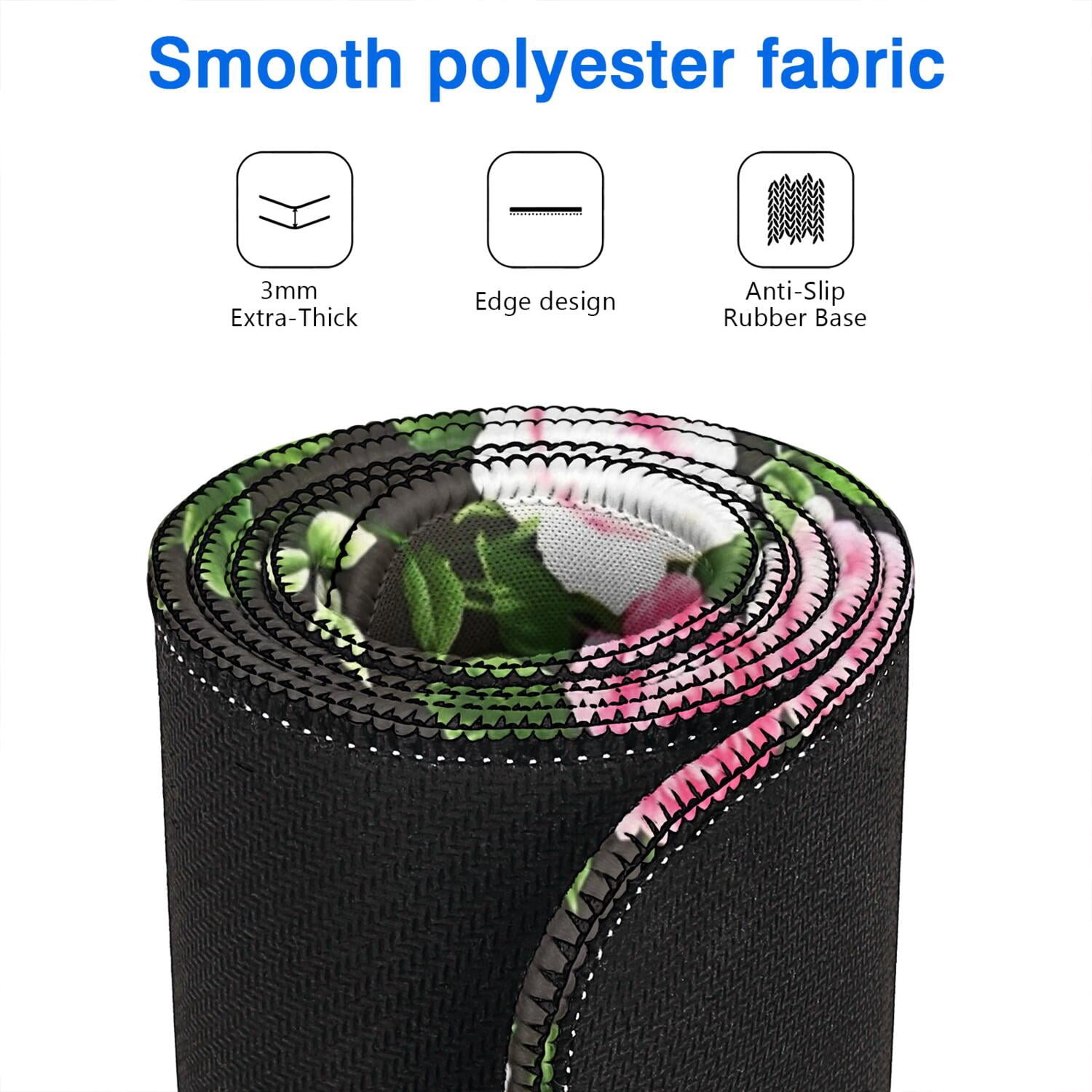 Long Mouse Pads for Desk,Pioneer Flower Floral Print Pattern Desk Mats on Top Of Desks, Desk Mouse Pad Extra Large with 3mm Non-Slip Base and Stitched Edge for Gaming,Office,Work,Home 47.3"x23.6"