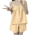 thumbnail image 2 of JDQJBZ Tank Top Pajama Set Sleeveless Solid Color Strapless Bandeau and Elastic Waist Shorts, 2 of 4
