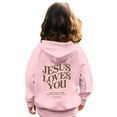 thumbnail image 6 of Grblisyd Christian Hoodies JESUS LOVES YOU Hoodie for Teen Girls Cute Essentials Hoodie Christian Bible Verse Girls Sweatshirts Size 10-12 Letter Graphic Hoodies Pullover Sweatshirt Pink 120, 6 of 6