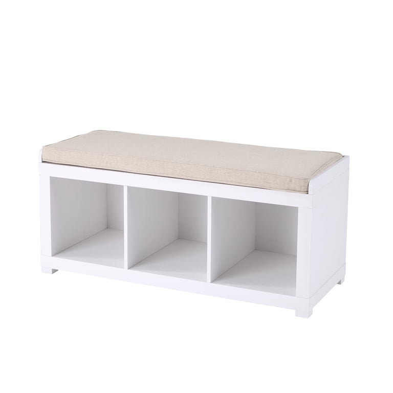 Better Homes & Gardens 3-Cube Storage Bench, White photo 2