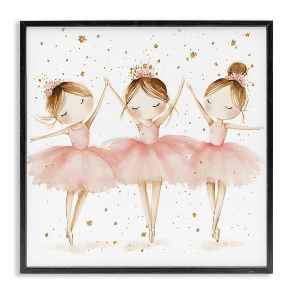 Stupell Industries Trio Of Ballerinas Black Framed Giclee Art, design by Creative Studio