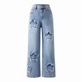 thumbnail image 2 of FEDPOP Baggy Jeans for Girls Wide Leg Ripped High Elastic Waisted Denim Pants Cute Summer Trousers Y2K Streetwear 7-14Y, 2 of 7
