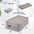 thumbnail image 3 of Twin Air Mattress, 18'' Raised Inflatable Bed with Built-In Electric Pump, Quick Blow Up Mattresses for Camping, Portable Bed for Home & Guests, Gray, 3 of 11