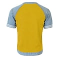 thumbnail image 3 of Resicozy Denim Patchwork Women's Short Sleeve T-Shirt Summer Loose Crew Neck Pullovers Casual Tee Tops Denim Trim Shirts 2026 Earthy Yellow 2XL, 3 of 4