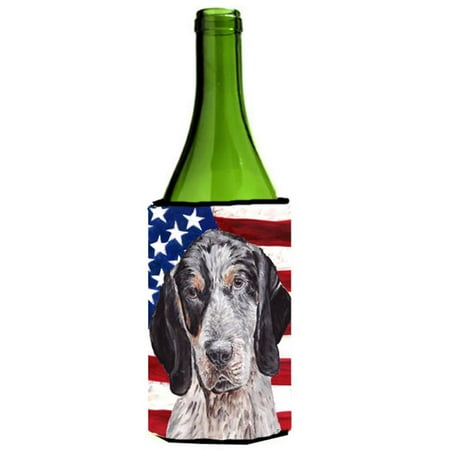 

Blue Tick Coonhound With American Flag Usa Wine bottle sleeve Hugger 24 Oz.