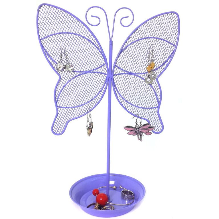 Bucasi Cute Butterfly Jewelry Organizer Purple Earring Jewelry Stand