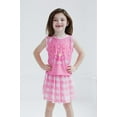 thumbnail image 4 of Barbie Little Girls Tank Top and Pleated Skort Outfit Set Checkered Pink 7-8, 4 of 5