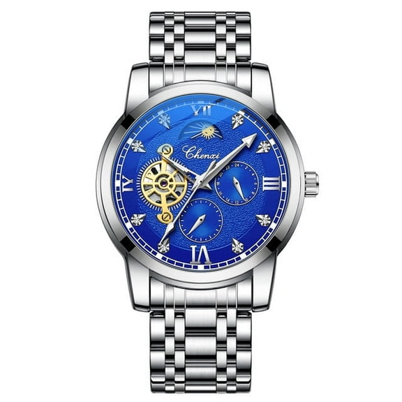 EXPLOJOY Men's Automatic Mechanical Watch Skeleton Stainless Steel Waterproof Tourbillon Watches