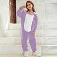 thumbnail image 2 of QIUOMBBP Fleece Fuzzy Onesie Pajamas for Family Women Men Matching Couples Sleepwear Cute Bear Ear Hooded Long Sleeve Jumpsuits Loungewear Purple, 2 of 6