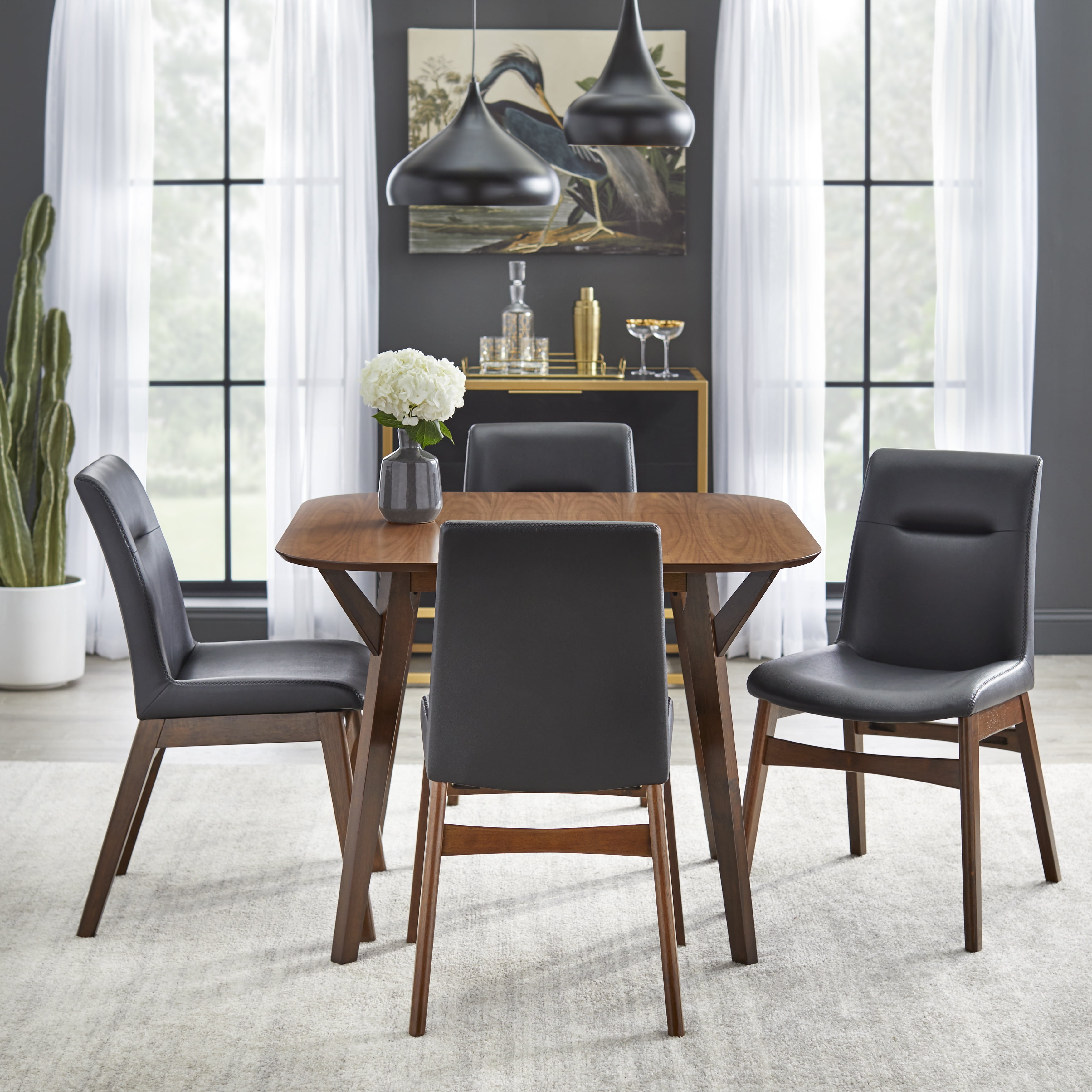 TMS Vance Square 39.3 in x 39.3 in x 30 in MDF Dining Table, Seats 4, Walnut