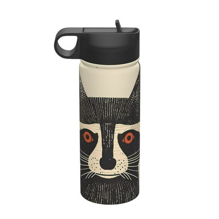 

Picia Retro Raccoon Graphic Print Pattern 18oz Sports Insulated Kettle With Straw Insulated Water Bottle For Running Hiking Cycling Climbing Men S Woman Insulated Water Bottle