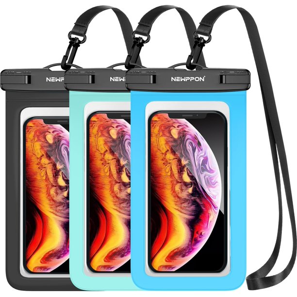 4 Pack Waterproof Cell Phone Pouch - Universal Water Proof Dry Bag Case with Neck Lanyard - Underwater Clear Cellphone Holder Large Protector for iPhone Samsung Galaxy for Beach Pool Swimmin