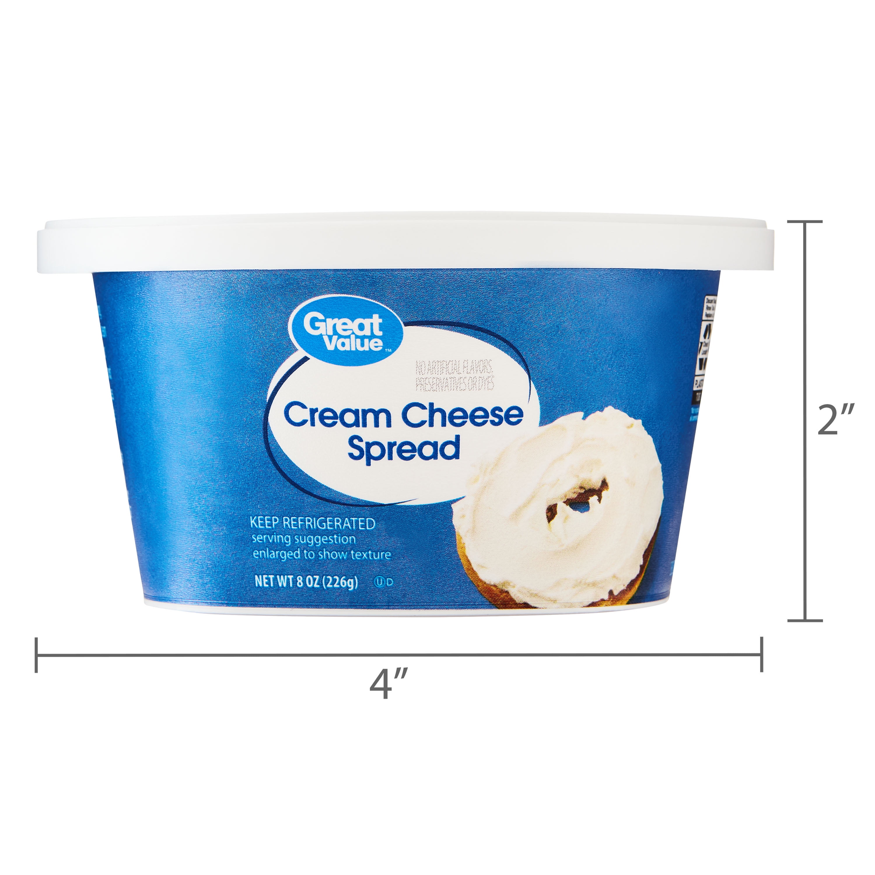Great Value Cream Cheese Spread, 8 oz Tub, Refrigerated, Kosher